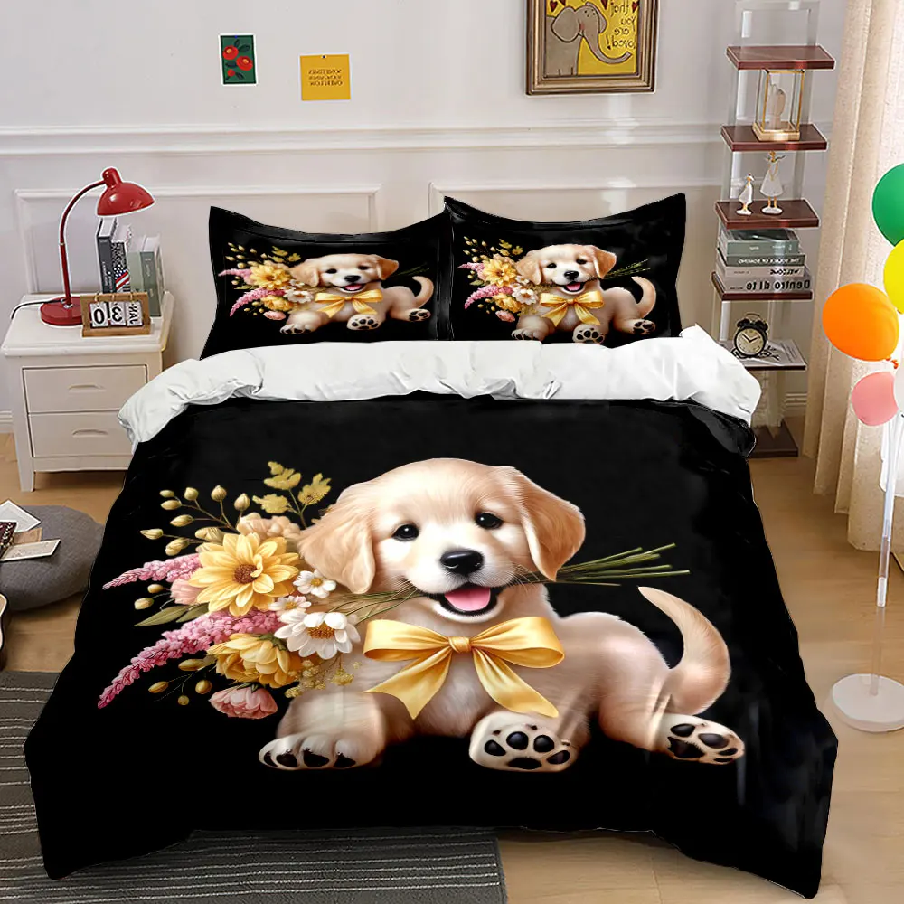 "Adorable Puppy Floral Gift Set" Exquisite three-piece bedding set gift for kids and adults
"Adorable Puppy Floral Gift Set" Exquisite three-piece bedding set gift for kids and adults