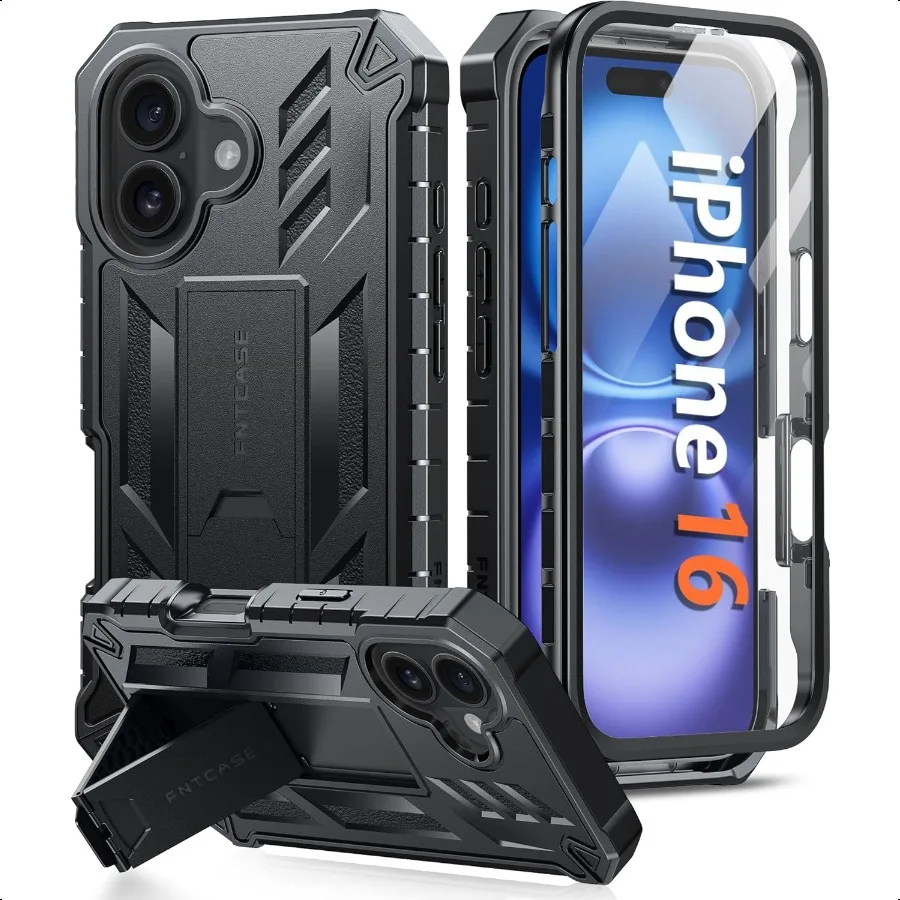FNTCASE for iPhone 16 Phone Case: for iPhone 16 case with Kickstand Shockproof Military Grade Protective Cover Dual Layer Full
FNTCASE for iPhone 16 Phone Case: for iPhone 16 case with Kickstand Shockproof Military Grade Protective Cover Dual Layer Full