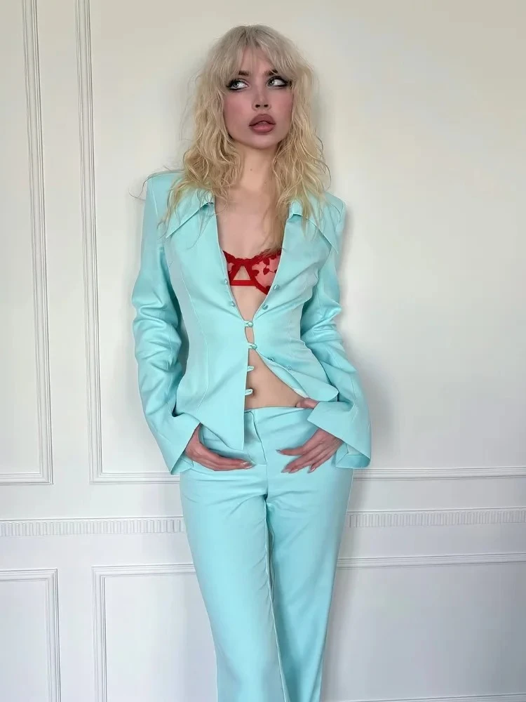 New Fashion Blue Slimming Collar Long Sleeve Waist Top Sexy Half Skirt Set Elegant Temperament Long Pants Three Piece Set
New Fashion Blue Slimming Collar Long Sleeve Waist Top Sexy Half Skirt Set Elegant Temperament Long Pants Three Piece Set