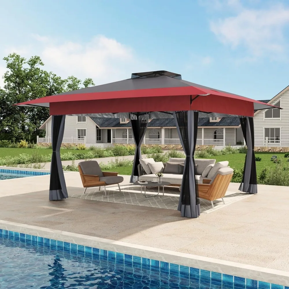 13x13 Ft Pop Up Gazebo, Outdoor Gazebo with Mosquito Netting, Canopy Tent for Patio, Garden, Backyard, Red & Gray
13x13 Ft Pop Up Gazebo, Outdoor Gazebo with Mosquito Netting, Canopy Tent for Patio, Garden, Backyard, Red & Gray