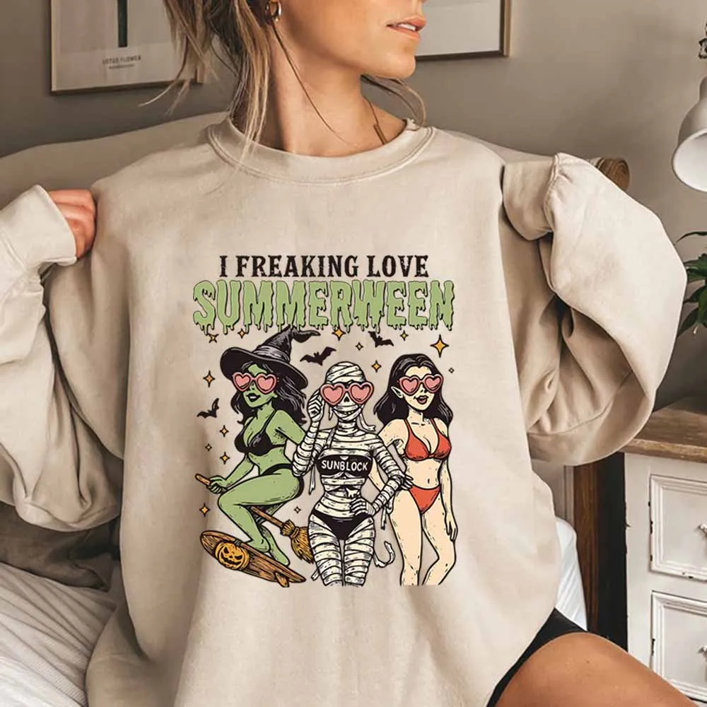 I Freaking Love Summerween Sweatshirt Retro Spooky Beach Girls Shirt Funny Halloween Witche Hoodie Horror Vampire Halloween Tops
I Freaking Love Summerween Sweatshirt Retro Spooky Beach Girls Shirt Funny Halloween Witche Hoodie Horror Vampire Halloween Tops