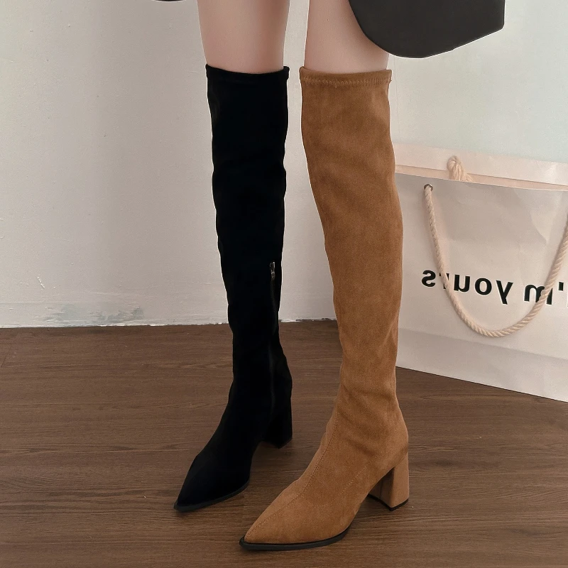 Winter Fashion Pointed Toe Stretch Slim Women Long Over The Knee Boots Street Style Thick Heels Party Stripper Female Shoes
Winter Fashion Pointed Toe Stretch Slim Women Long Over The Knee Boots Street Style Thick Heels Party Stripper Female Shoes