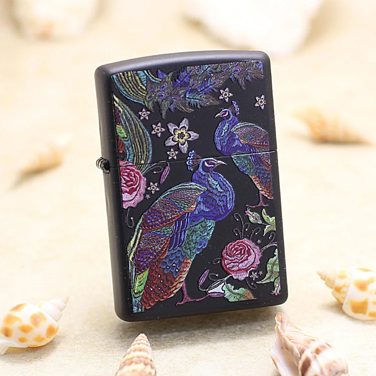 Genuine Zippo oil lighter copper windproof Black paint peacock Kerosene lighters Gift with anti-counterfeiting code
Genuine Zippo oil lighter copper windproof Black paint peacock Kerosene lighters Gift with anti-counterfeiting code