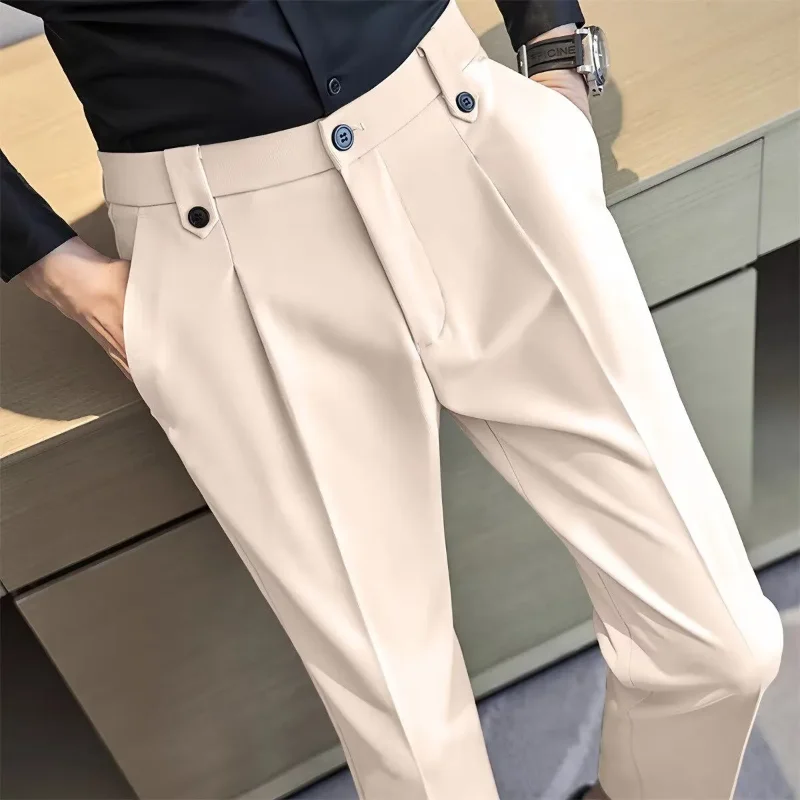 Мужские элегантные серые брюки приталенного кроя, деловые брюки
Мужские элегантные серые брюки приталенного кроя, деловые брюки