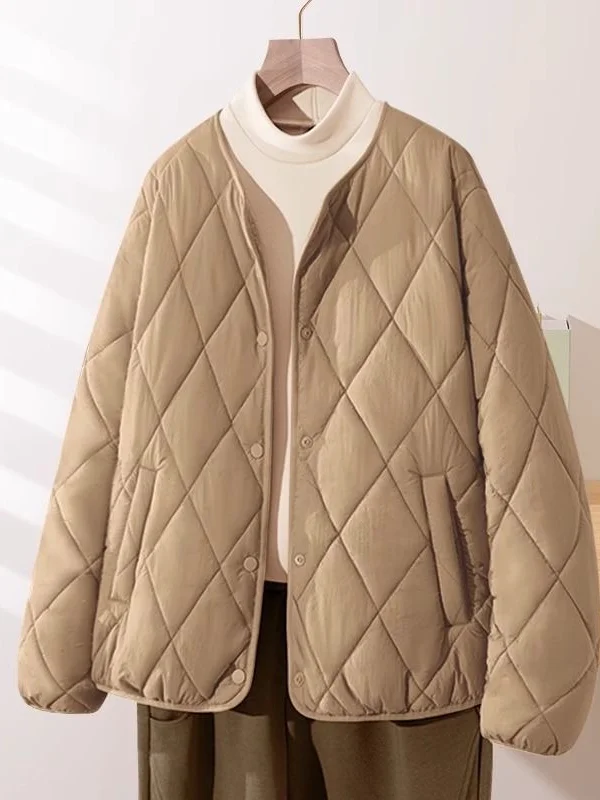 Легкая зимняя куртка свободного кроя с ромбовидным узором из хлопка для мужчин и женщин, повседневная, молодежная и стильная
Легкая зимняя куртка свободного кроя с ромбовидным узором из хлопка для мужчин и женщин, повседневная, молодежная и стильная