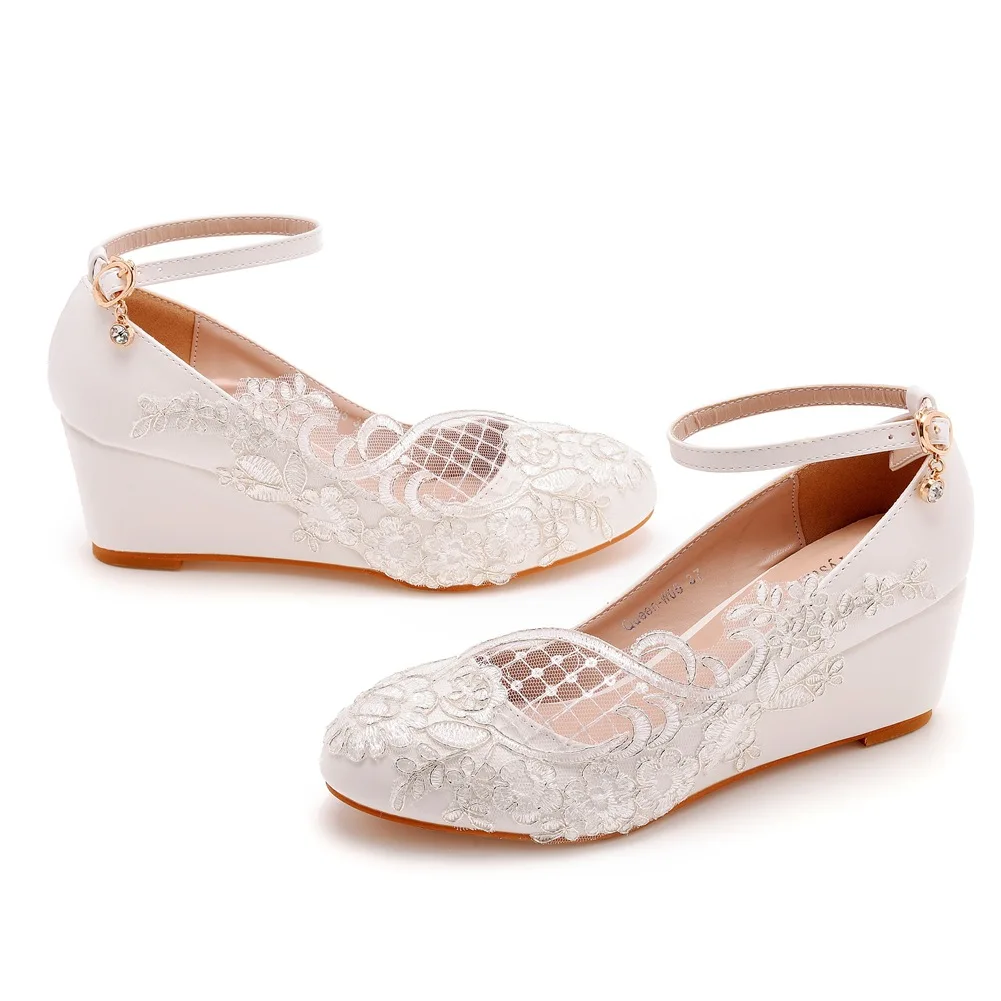 Women Wedges Platform 5CM High Heels Ankle Strap Ladies Pumps Bride Party Dance White Lace Wedding Shoes
Women Wedges Platform 5CM High Heels Ankle Strap Ladies Pumps Bride Party Dance White Lace Wedding Shoes