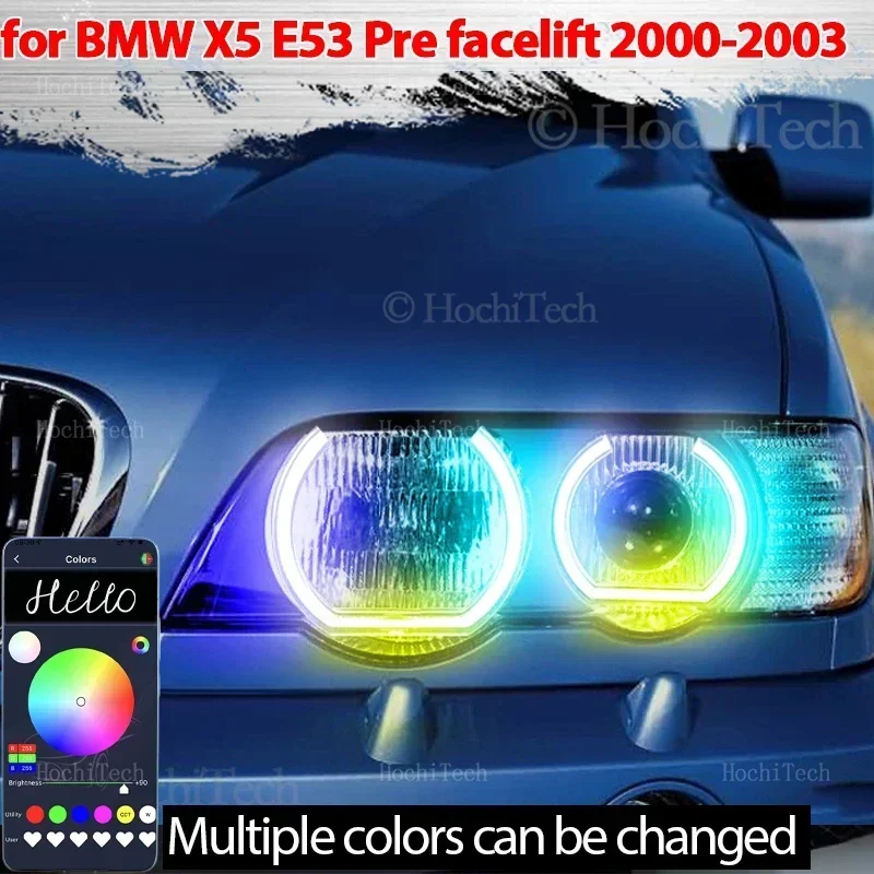 For BMW X5 E53 Pre-facelift 2000 2001 2002 2003 Sequential APP Muti-colored modes Angel Eyes Ring LED Turn signal
For BMW X5 E53 Pre-facelift 2000 2001 2002 2003 Sequential APP Muti-colored modes Angel Eyes Ring LED Turn signal