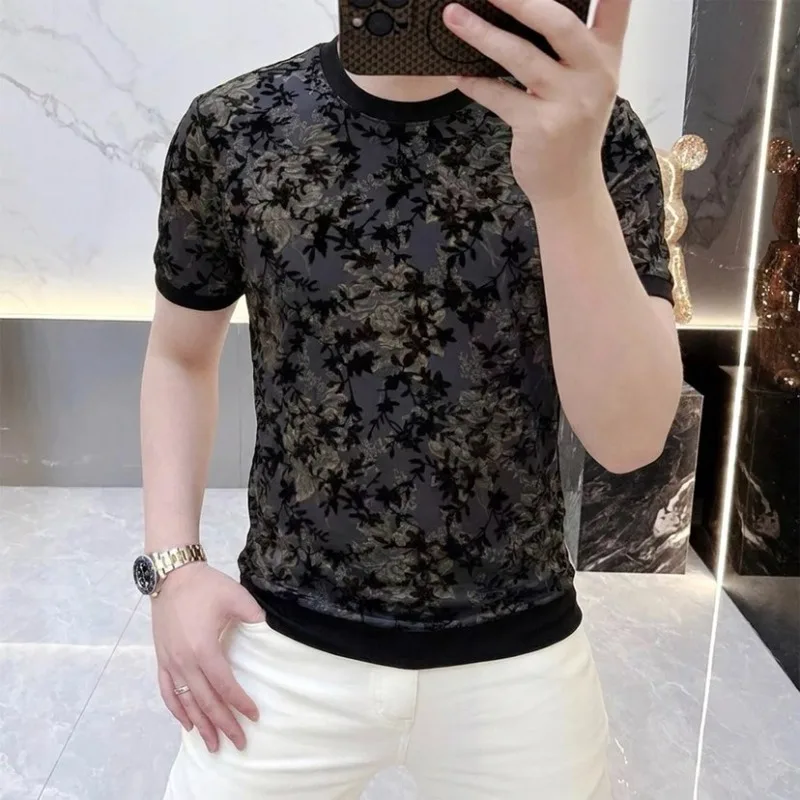 Summer Velvet Hollow Jacquard Men's T-shirt Retro Fashion Slim Fit Casual Round Neck T-shirts Short Sleeve Streetwear T Shirts
Summer Velvet Hollow Jacquard Men's T-shirt Retro Fashion Slim Fit Casual Round Neck T-shirts Short Sleeve Streetwear T Shirts