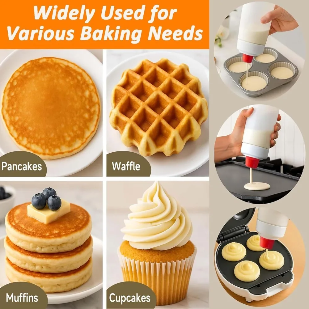 Hand Cranked Pancake Batter Mixer Bottle with Scale Batter Dispenser Pancake with Whisk Ball Baked Goods Easy-Squeeze for Waffle
Hand Cranked Pancake Batter Mixer Bottle with Scale Batter Dispenser Pancake with Whisk Ball Baked Goods Easy-Squeeze for Waffle
