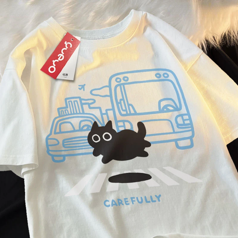 Zebra Crossing Cute Cartoon Black Cat City Safety Summer Trend Cotton Simple Printed Short Sleeved T-shirt for Men and Women Top
Zebra Crossing Cute Cartoon Black Cat City Safety Summer Trend Cotton Simple Printed Short Sleeved T-shirt for Men and Women Top
