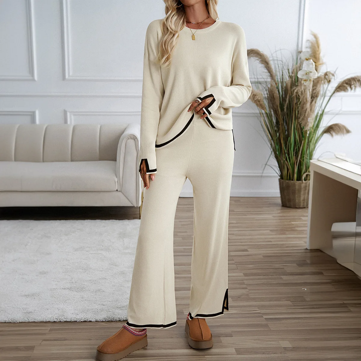 Casual Knitted Long Sleeve Pure Color Women's Fashion Set Diyun Cross-Border Style Comfortable Breathable Summer Workwear
Casual Knitted Long Sleeve Pure Color Women's Fashion Set Diyun Cross-Border Style Comfortable Breathable Summer Workwear