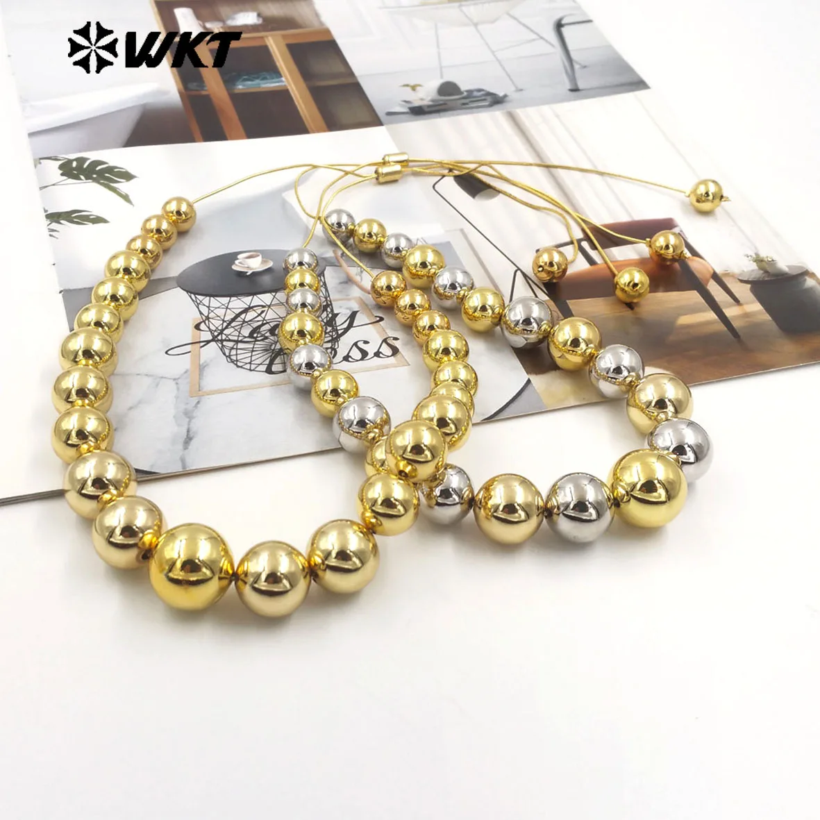 WT-JFN17 Hot Selling Of High Quality Gold Silver Beads Adjustable Length Necklace For Women Party Accessories
WT-JFN17 Hot Selling Of High Quality Gold Silver Beads Adjustable Length Necklace For Women Party Accessories