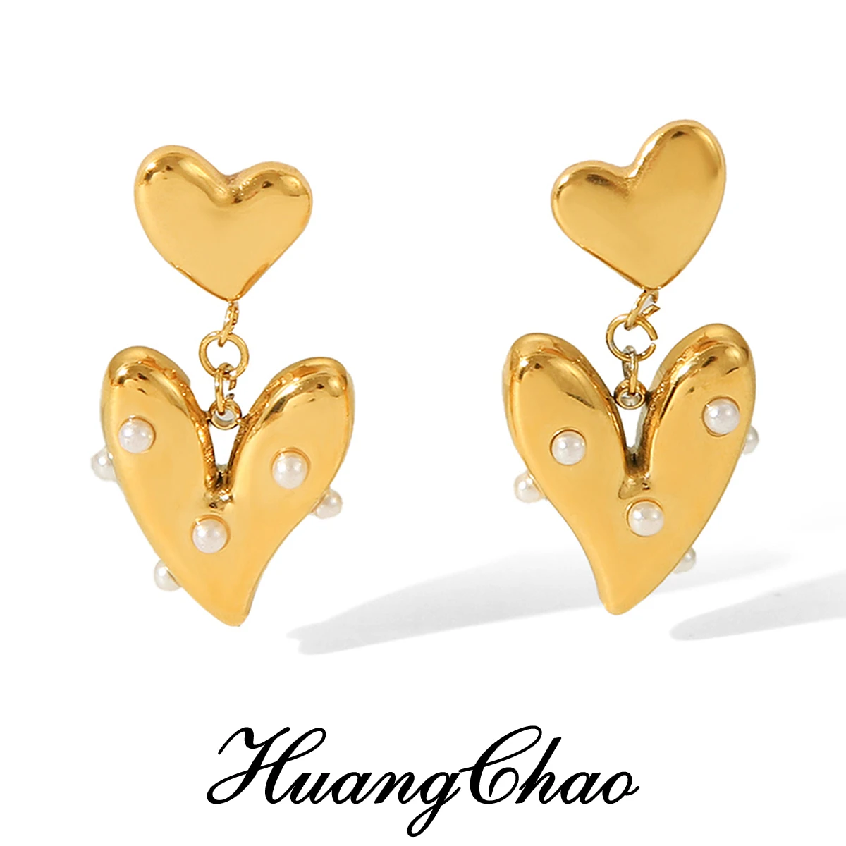 Exquisite Metal Electroplating 18K Gold Heart-shaped Pearl Vacuum-plated Stainless Steel Earrings High-end Design New Products
Exquisite Metal Electroplating 18K Gold Heart-shaped Pearl Vacuum-plated Stainless Steel Earrings High-end Design New Products