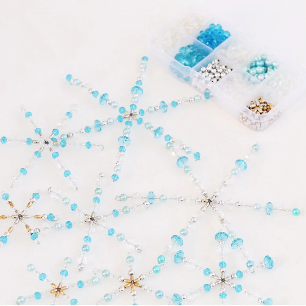 Personal beaded snowflake Christmas decor with turquoise stone beads for DIY snowflake making kit for holiday
Personal beaded snowflake Christmas decor with turquoise stone beads for DIY snowflake making kit for holiday