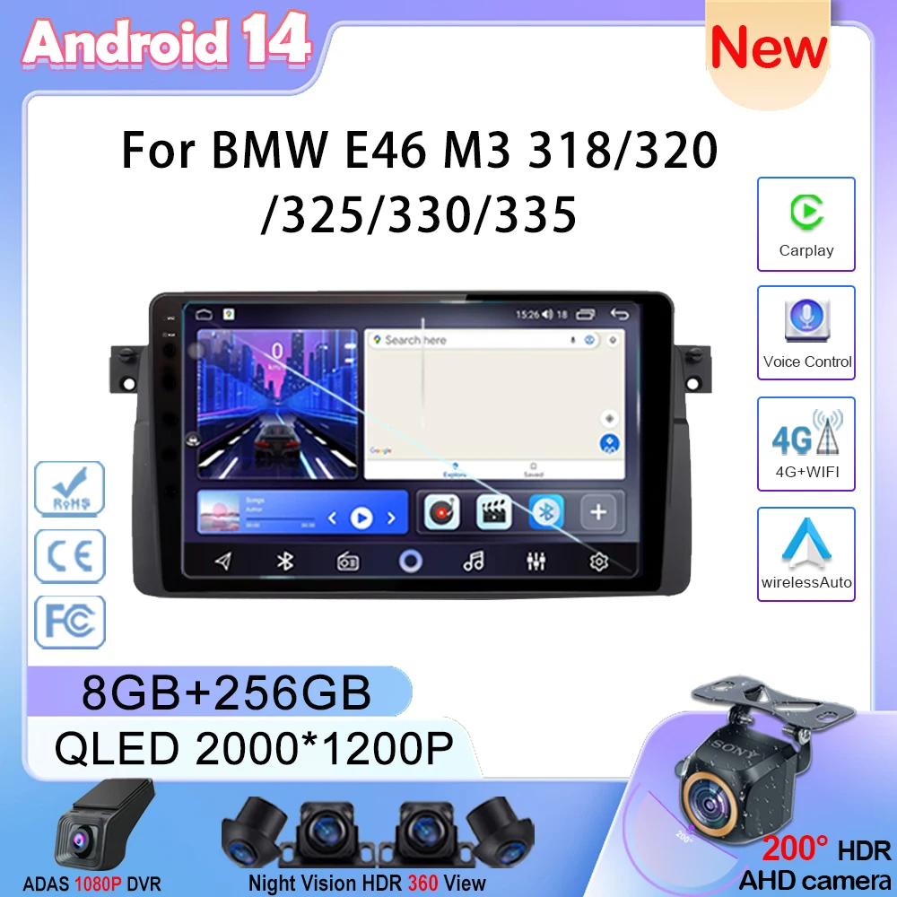 Android car Auto Radio For BMW E46 M3 318/320/325/330/335 4G Car Multimedia 5G Wifi CPU HDR QLED Screen GPS Navigation 2din 
Android car Auto Radio For BMW E46 M3 318/320/325/330/335 4G Car Multimedia 5G Wifi CPU HDR QLED Screen GPS Navigation 2din