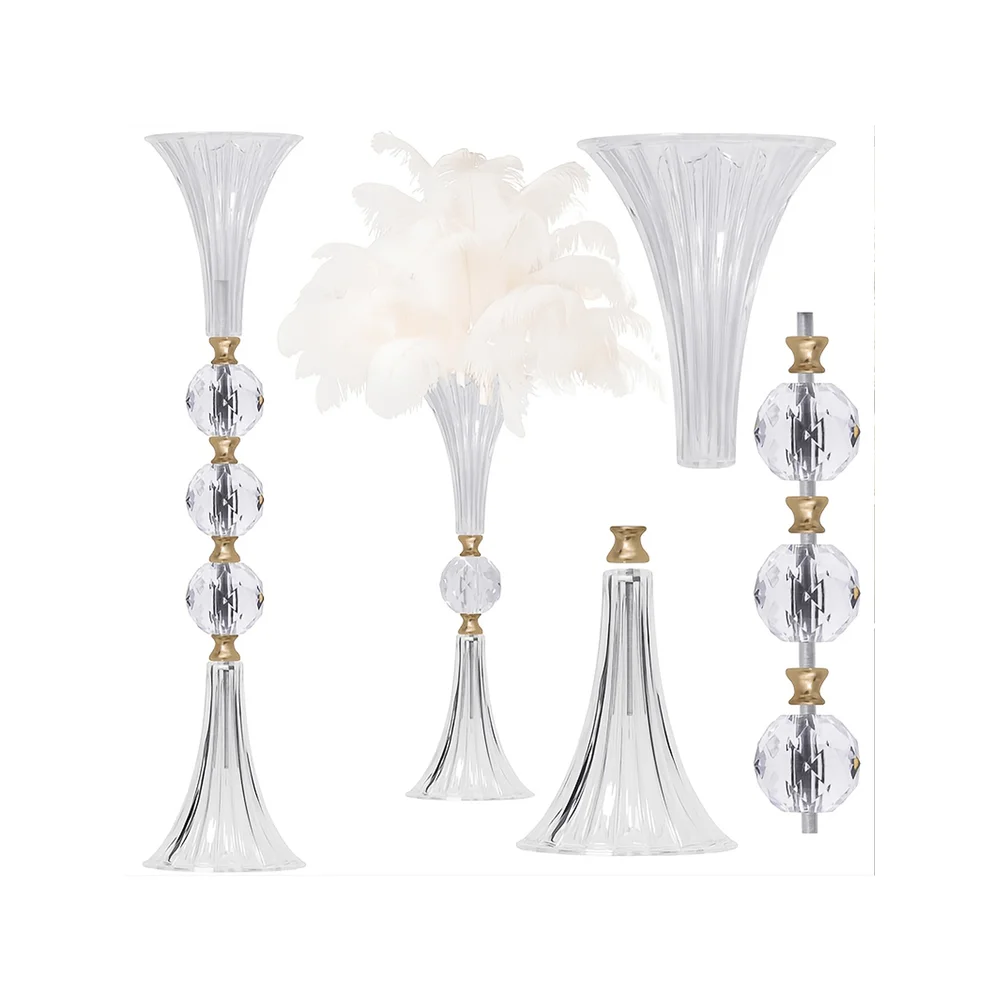 Crystal Acrylic Vases, 24.8Inch Transparent Flower Rack With Ribbed Texture, Gold Decoration, Used For Wedding Center And Home
Crystal Acrylic Vases, 24.8Inch Transparent Flower Rack With Ribbed Texture, Gold Decoration, Used For Wedding Center And Home