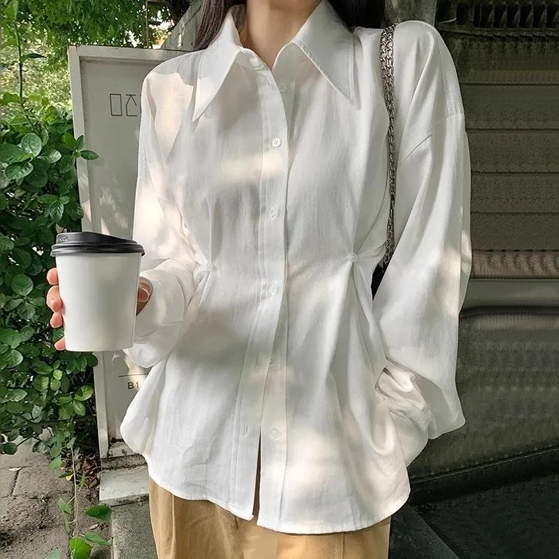 Корейская модная рубашка с заниженными рукавами, женская элегантная свободная отложная блузка, женские шикарные белые одинарные камвольные топы, новинка 2023 года
Корейская модная рубашка с заниженными рукавами, женская элегантная свободная отложная блузка, женские шикарные белые одинарные камвольные топы, новинка 2023 года