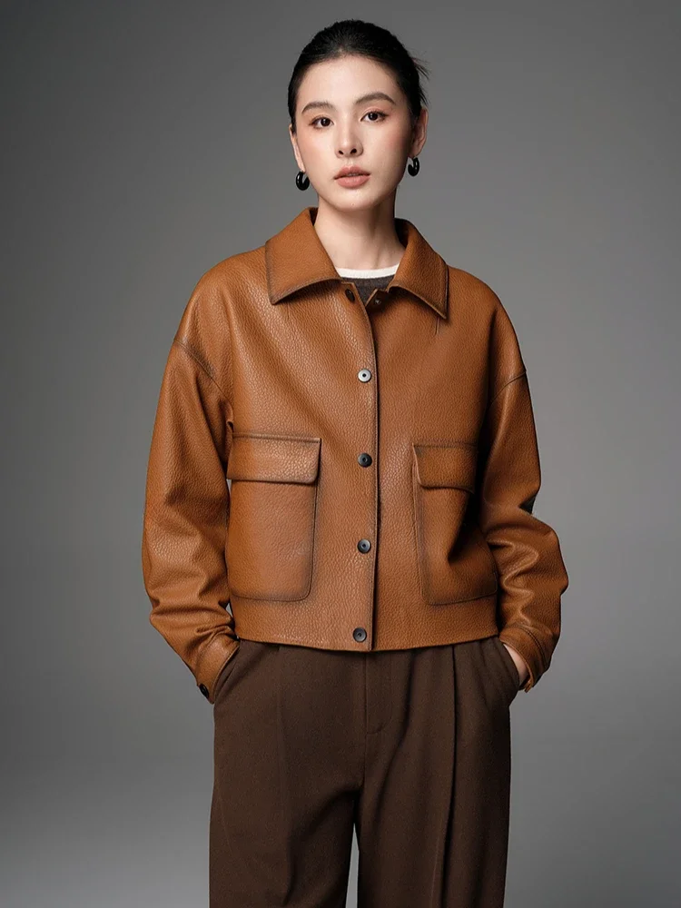 Casual Short Genuine Leather Jackets for Women Spring Autumn 2026 High-end Simple Solid Soft Lychee Texture Real Sheepskin Coat
Casual Short Genuine Leather Jackets for Women Spring Autumn 2026 High-end Simple Solid Soft Lychee Texture Real Sheepskin Coat