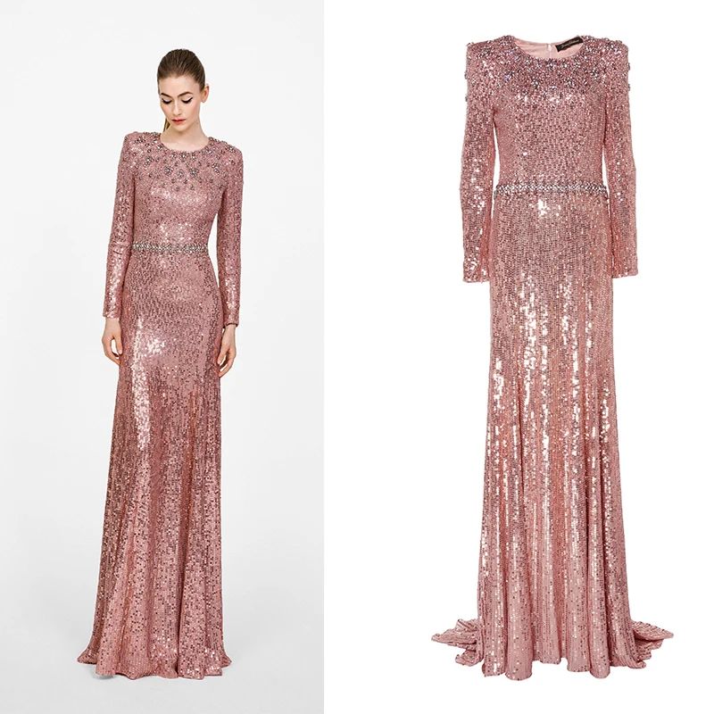 L496 Customized Pink Sequins Long Sleeves Mermaid فساتين السهرة vestidos de fiesta فساتين سهره evening dresses
L496 Customized Pink Sequins Long Sleeves Mermaid فساتين السهرة vestidos de fiesta فساتين سهره evening dresses