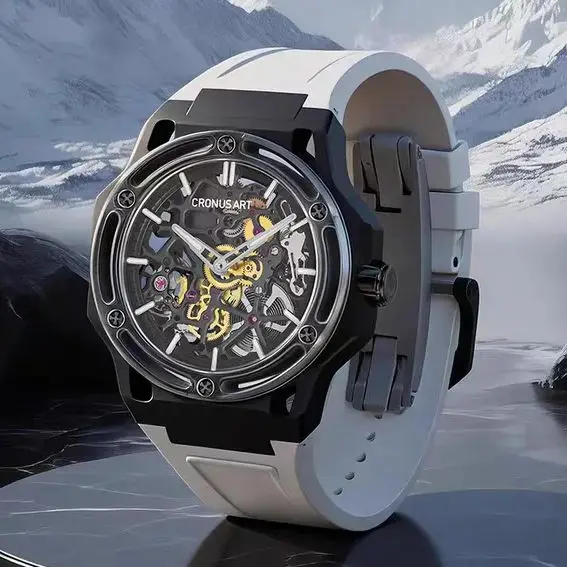 CRONUSART Men Automatic Watch 42mm Mechanical Wristwatch Titanium Luminous Skeleton Dial Sapphire Mirror Fluororubber Strap
CRONUSART Men Automatic Watch 42mm Mechanical Wristwatch Titanium Luminous Skeleton Dial Sapphire Mirror Fluororubber Strap