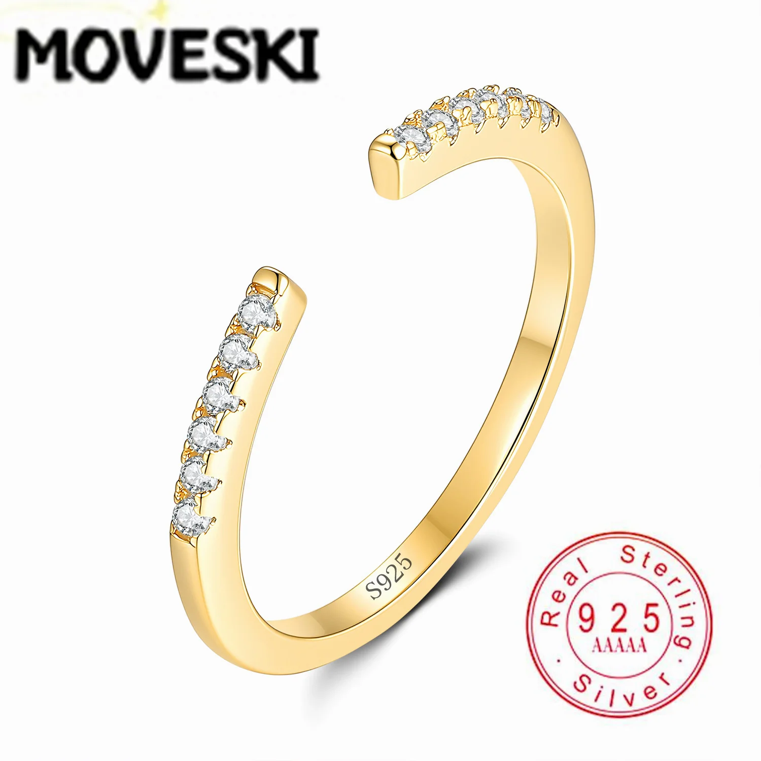 MOVESKI 925 Sterling Silver Moissanite Open Ring Gold Plated Stackable Eternity Band for Women Wedding Jewelry
MOVESKI 925 Sterling Silver Moissanite Open Ring Gold Plated Stackable Eternity Band for Women Wedding Jewelry