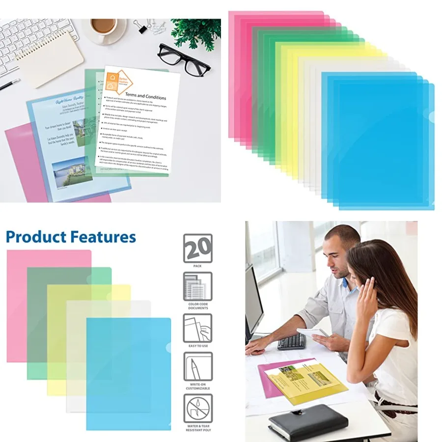 Better Office Products Poly Project Pockets Plastic File Jacket Sleeves for Letter Size Paper Assorted 5 Translucent Colors Pro
Better Office Products Poly Project Pockets Plastic File Jacket Sleeves for Letter Size Paper Assorted 5 Translucent Colors Pro