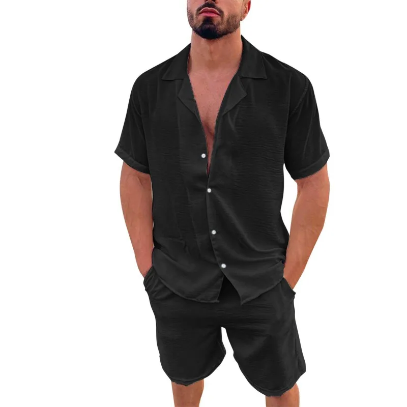 New Hawaiian Men's Set Summer Polo Collar Cotton Hemp Casual Solid Short Sleeve Shorts Set Trendy Men's
New Hawaiian Men's Set Summer Polo Collar Cotton Hemp Casual Solid Short Sleeve Shorts Set Trendy Men's