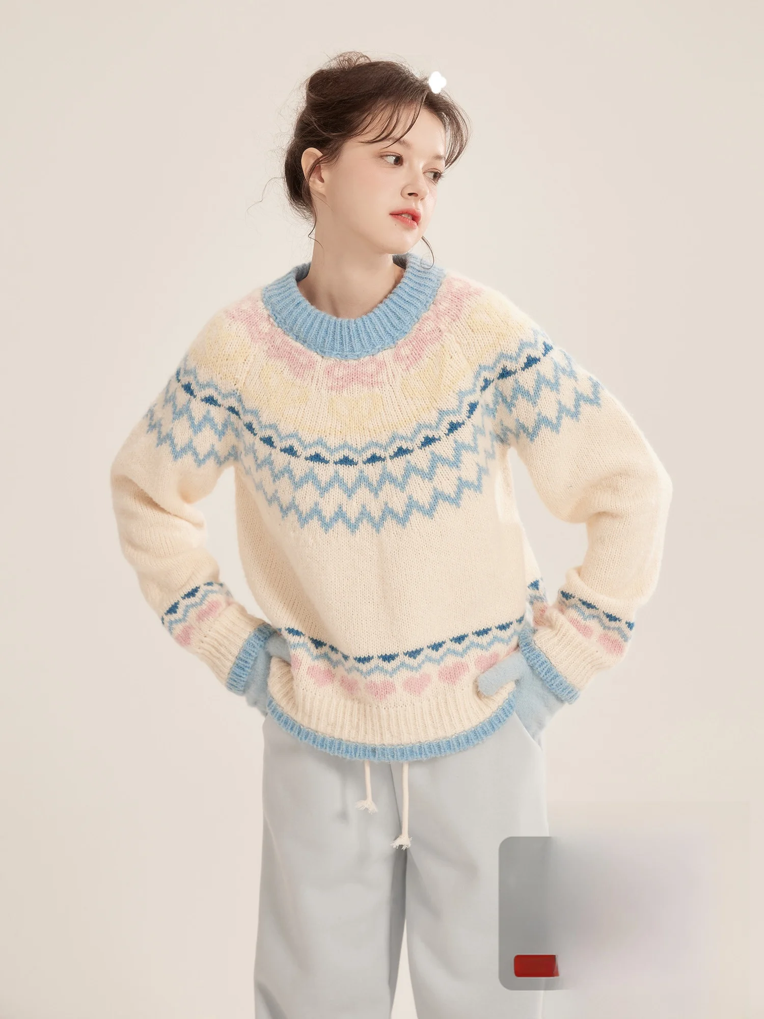 Callmelater J Gift Fair Isle Knitwear Loose Overhead Sweater Floral Pattern Long Sve round Ne Autumn Winter Women's Top
Callmelater J Gift Fair Isle Knitwear Loose Overhead Sweater Floral Pattern Long Sve round Ne Autumn Winter Women's Top