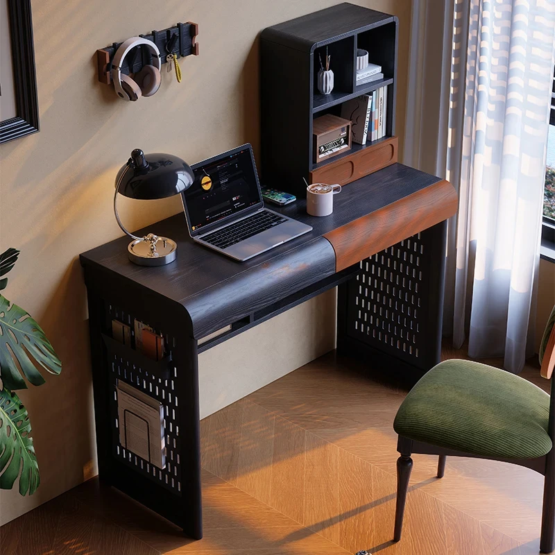 Solid wood desk, bedroom, household hole board, study writing table, study room, black ash wood desk
Solid wood desk, bedroom, household hole board, study writing table, study room, black ash wood desk