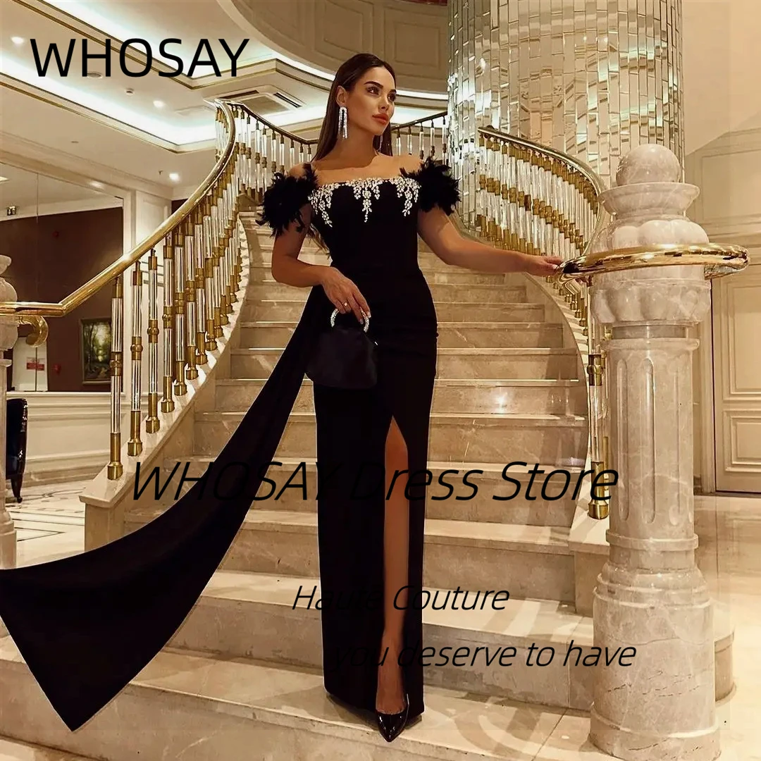 WHOSAY Crystals Strapless Prom Dresses Customized Feathers Off Shoulder Robe Des Cocktail Dress Side Slit Sexy Evening Gowns
WHOSAY Crystals Strapless Prom Dresses Customized Feathers Off Shoulder Robe Des Cocktail Dress Side Slit Sexy Evening Gowns