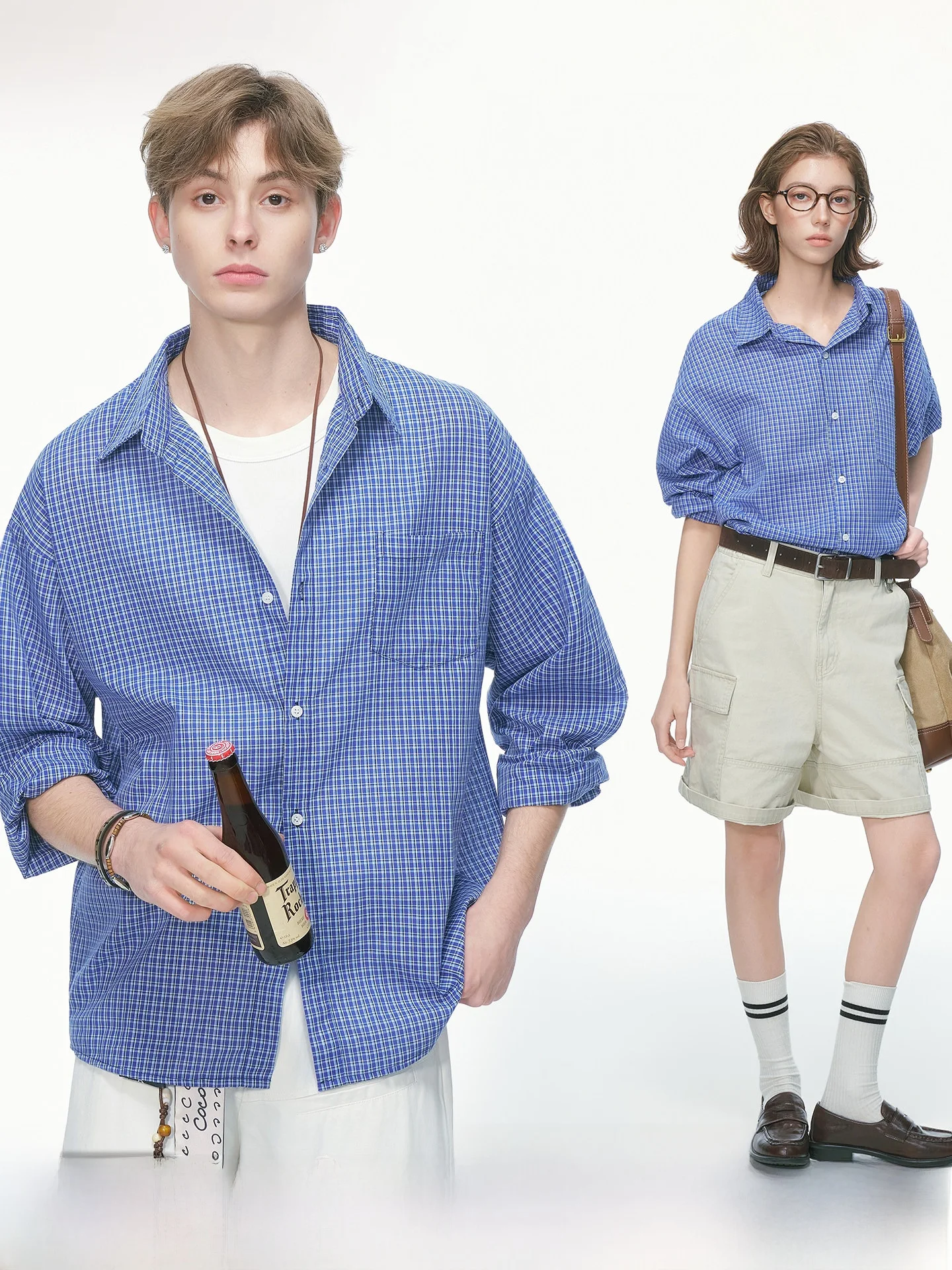 Blue Plaid Long Sleeve Shirt Unisex Spring Autumn Wear Couple Outfit Dream Made Cleanfit Style Polyester Cotton Blend Breathable
Blue Plaid Long Sleeve Shirt Unisex Spring Autumn Wear Couple Outfit Dream Made Cleanfit Style Polyester Cotton Blend Breathable