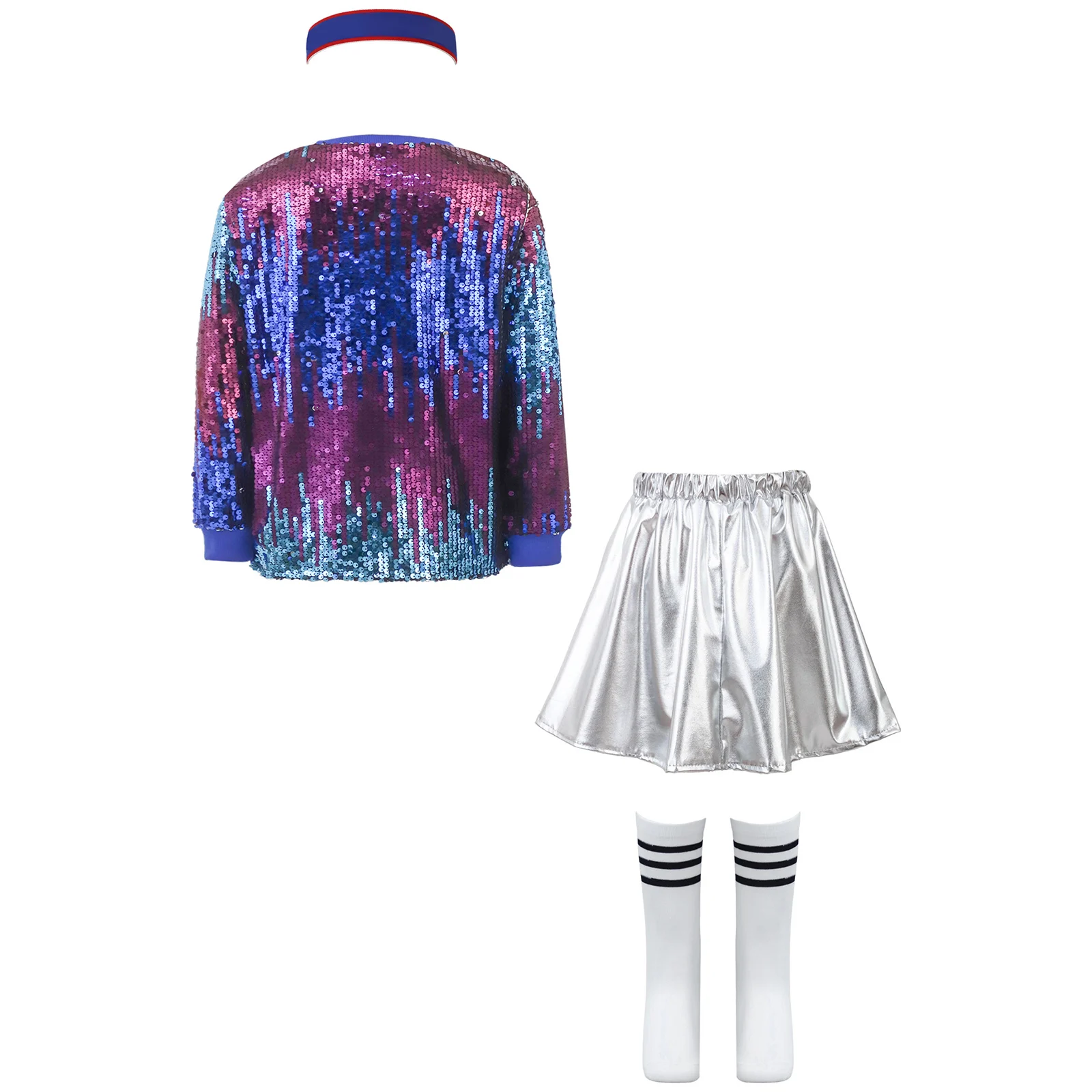 Kids Cheer Leading Performance Outfit Sequin Long-sleeve T-shirt with Bottoms Jazz Dancewear for Acro Dance Showcase Competition
Kids Cheer Leading Performance Outfit Sequin Long-sleeve T-shirt with Bottoms Jazz Dancewear for Acro Dance Showcase Competition