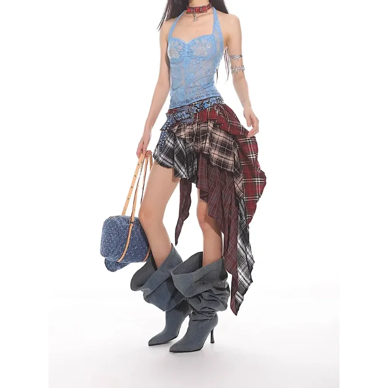 Women's American Plaid Irregular Tiered Skirt High Waist Casual Y2K Skirt
Women's American Plaid Irregular Tiered Skirt High Waist Casual Y2K Skirt