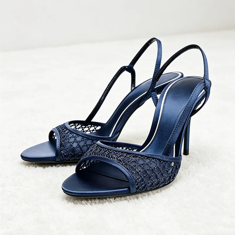 Novelty Blue Mesh-Weave Detail Heeled Sandals Women Stilettos High Heels for Ladies Summer Elegant Ankle-Wrap Designer Shoes
Novelty Blue Mesh-Weave Detail Heeled Sandals Women Stilettos High Heels for Ladies Summer Elegant Ankle-Wrap Designer Shoes