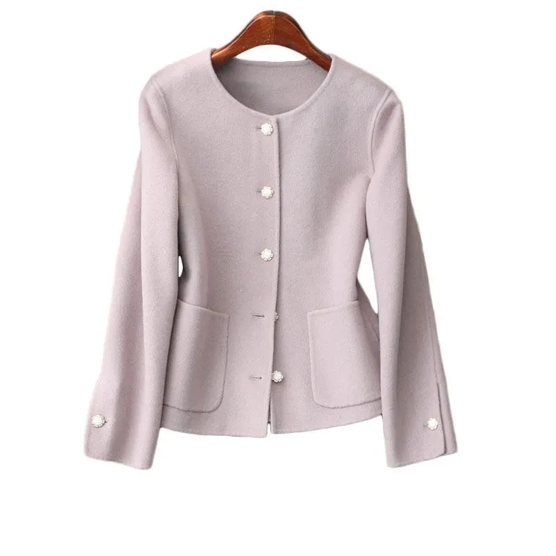 Fashion Double-Sided Woolen Coat Female Round Neck Casual Short Women's Coats Tops Korean Spring Autumn Jacket 2023 New
Fashion Double-Sided Woolen Coat Female Round Neck Casual Short Women's Coats Tops Korean Spring Autumn Jacket 2023 New