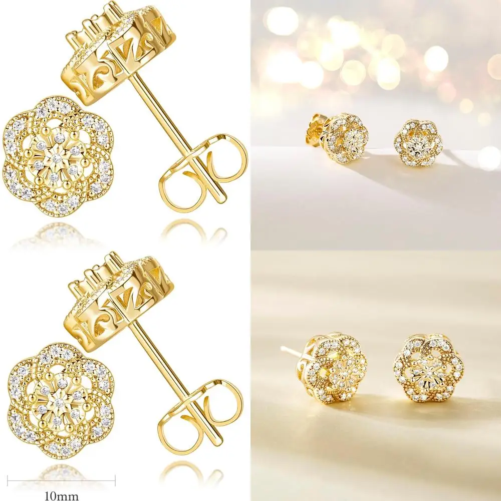 Trendy Flower-Shaped 14k Gold Women's Earrings, Hypoallergenic CZ Studs, Perfect for Sensitive Ears
Trendy Flower-Shaped 14k Gold Women's Earrings, Hypoallergenic CZ Studs, Perfect for Sensitive Ears