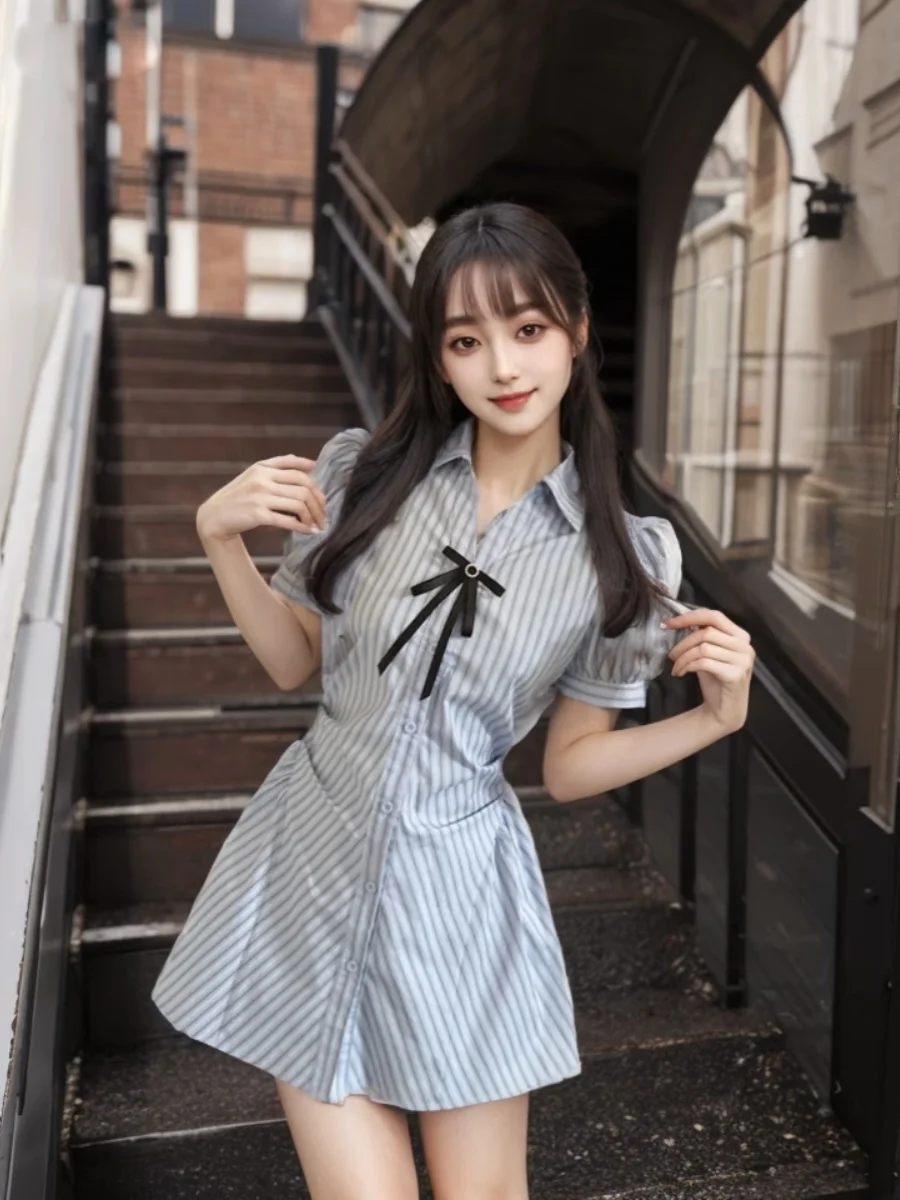 Sweet And Spicy Stripe Shirt Dress Women's Fashion Slimming Waist Knot A-Line Short Skirt Two-Piece Set Summer Coll...
Sweet And Spicy Stripe Shirt Dress Women's Fashion Slimming Waist Knot A-Line Short Skirt Two-Piece Set Summer Coll...