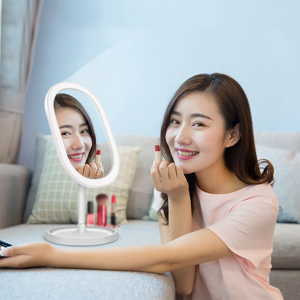 180 Rotating LED Makeup Mirror Adjustable Brightness Touch Screen Vanity Desktop Storage Tray Portable Cosmetics Tool
180 Rotating LED Makeup Mirror Adjustable Brightness Touch Screen Vanity Desktop Storage Tray Portable Cosmetics Tool