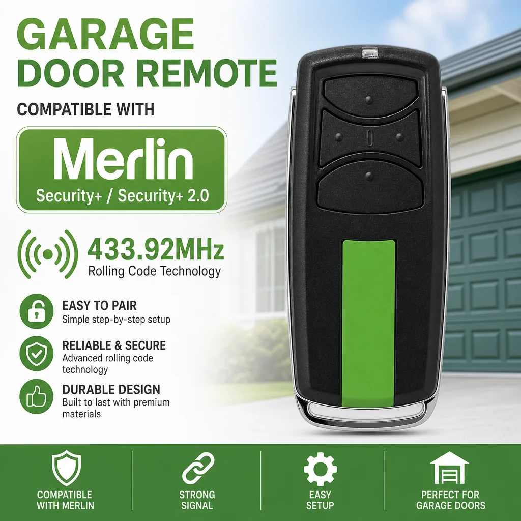 Merlin Security+ 2.0 replacement remote E950M E960M Premium Garage Door Remote Control 433.30 434.54 433.92MHz
Merlin Security+ 2.0 replacement remote E950M E960M Premium Garage Door Remote Control 433.30 434.54 433.92MHz