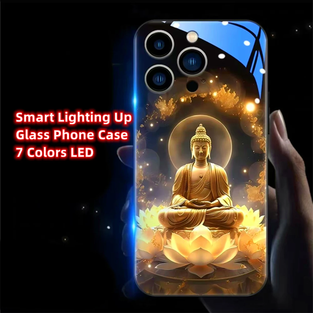 Golden Lotus Buddha Design Smart LED Light Glow Tempered Glass Phone Case For iPhone Air 17 16 E 15 14 13 12 11 Pro Max Plus
Golden Lotus Buddha Design Smart LED Light Glow Tempered Glass Phone Case For iPhone Air 17 16 E 15 14 13 12 11 Pro Max Plus