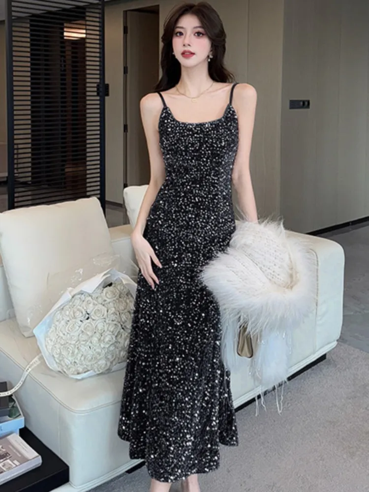 Sexy Spaghetti Strap Womens Dresses Elegant Sequins Sleeveless Bodycon Mermaid Evening Party Dress Female Slim Vestidos Robe New
Sexy Spaghetti Strap Womens Dresses Elegant Sequins Sleeveless Bodycon Mermaid Evening Party Dress Female Slim Vestidos Robe New