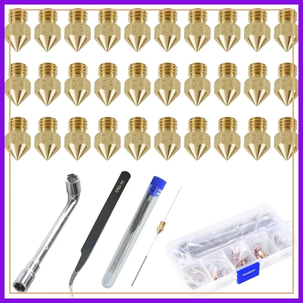 30PCS 0.4mm 3D Printer Brass Nozzles with Storage Box for Ender 3/CR-10 Series
30PCS 0.4mm 3D Printer Brass Nozzles with Storage Box for Ender 3/CR-10 Series