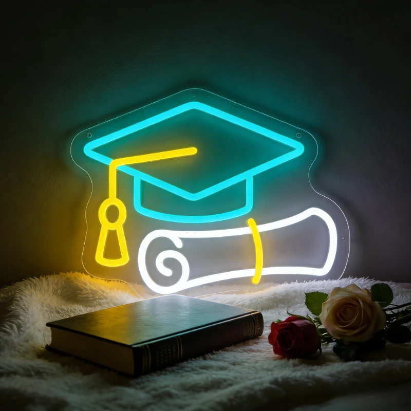 Graduation Cap and Diploma LED Neon Sign for Bedroom Home Decor Party Celebration Gift Graduates Romantic Ambiance Lighting
Graduation Cap and Diploma LED Neon Sign for Bedroom Home Decor Party Celebration Gift Graduates Romantic Ambiance Lighting