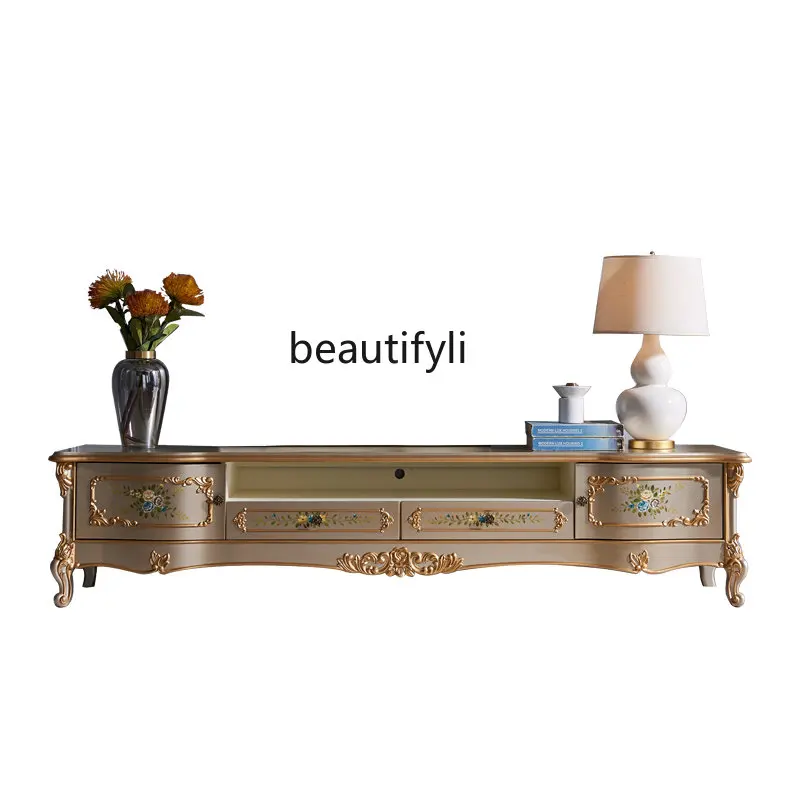 Simple European TV Cabinet Solid Wood Painted Living Room High-End French Carved Floor Cabinet drawer furniture
Simple European TV Cabinet Solid Wood Painted Living Room High-End French Carved Floor Cabinet drawer furniture