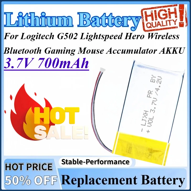3.7V 700mAh For Logitech G502 Lightspeed Hero Wireless Bluetooth Gaming Mouse Accumulator AKKU Replacement Battery
3.7V 700mAh For Logitech G502 Lightspeed Hero Wireless Bluetooth Gaming Mouse Accumulator AKKU Replacement Battery