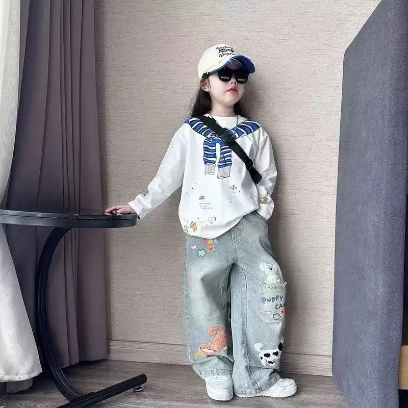 4-12Y Girls' Spring and Autumn Clothes Set New Children's Printed Long Sleeve Top+Jeans Two-piece Set Kids Outfits 110-160cm
4-12Y Girls' Spring and Autumn Clothes Set New Children's Printed Long Sleeve Top+Jeans Two-piece Set Kids Outfits 110-160cm