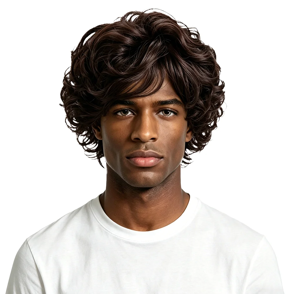 Short Curly Wig For Black Men Dark Brown Natural Looking Heat Resistant Synthetic Men's Wig For Daily Party Cosplay Use
Short Curly Wig For Black Men Dark Brown Natural Looking Heat Resistant Synthetic Men's Wig For Daily Party Cosplay Use