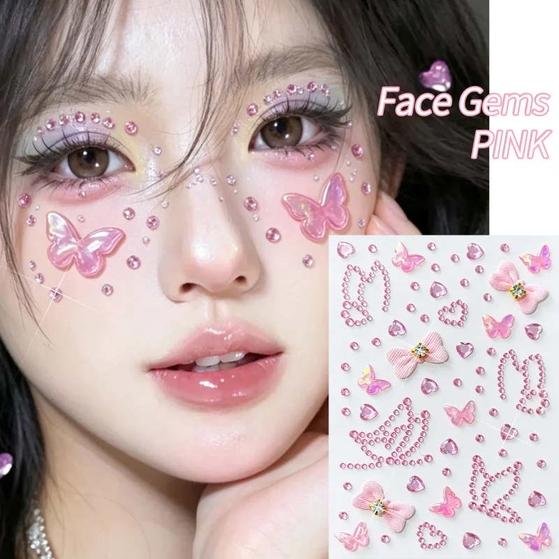 1pc Pink Kawaii Face Gems Stickers 3D Butterfly Bow & Heart Rhinestone Self-Adhesive Face Jewels for Party Makeup & Festival
1pc Pink Kawaii Face Gems Stickers 3D Butterfly Bow & Heart Rhinestone Self-Adhesive Face Jewels for Party Makeup & Festival