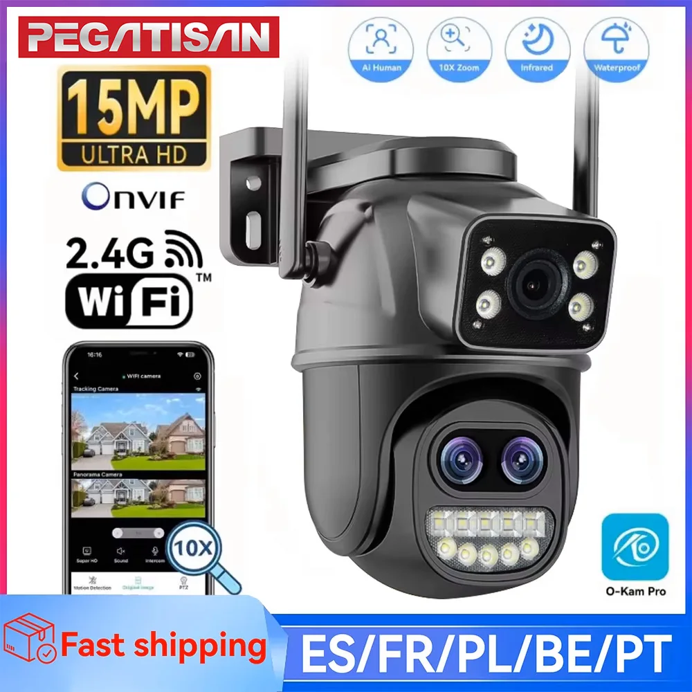 PEGATAH 15MP WiFi PTZ Outdoor Dual Screen 10X Zoom Human Detection 10MP Surveillance Video Camera O-Kam Pro Security Camera
PEGATAH 15MP WiFi PTZ Outdoor Dual Screen 10X Zoom Human Detection 10MP Surveillance Video Camera O-Kam Pro Security Camera