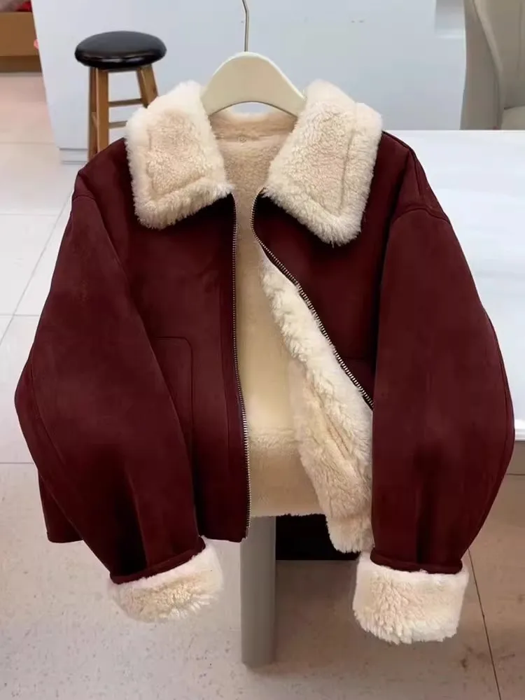 Winter Short Parka Coat Women's plus Size Sheepskin Fur Lined Korean Style Zipper Closure Commute Friendly Outerwear
Winter Short Parka Coat Women's plus Size Sheepskin Fur Lined Korean Style Zipper Closure Commute Friendly Outerwear